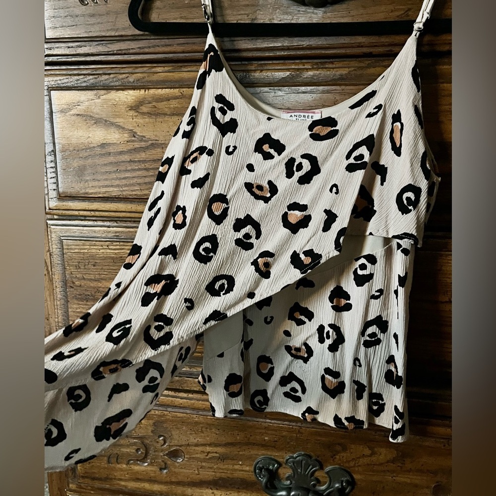 ANDREE BY UNIT Beige and Black Animal Print Top - Picture 5 of 8